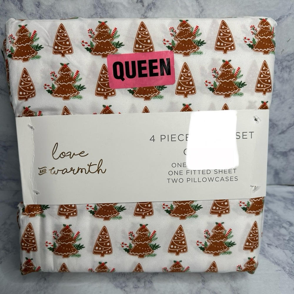 Christmas Gingerbread Tree Queen Sheet Set